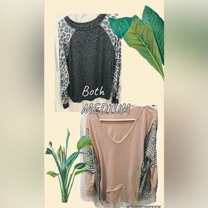 ‼️SOLD BUNDLE Leopard Sleeve Sweaters - Medium